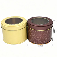 Boîte en métal ronde personnalisée avec fenêtre transparente pour biscuits, bonbons, thé, bougies et emballages cadeaux de fêtes