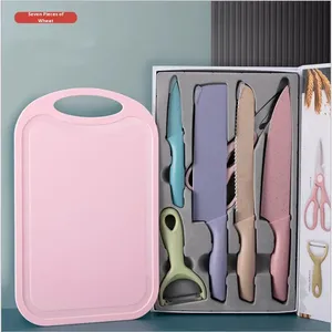 Juego de Cuchillos de Cocina de Acero Inoxidable de Siete Piezas con Mango de Paja de Trigo, Set de Regalo, Cuchillo para Frutas, Cuchillo de Cocina - Product Image 4