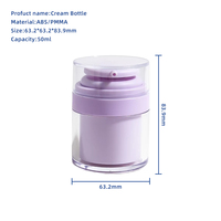 Vente en gros de flacons cosmétiques en plastique vides, forme cylindrique, pompe sans air, 50 ml, logo personnalisé, emballage pour crème hydratante pour le visage