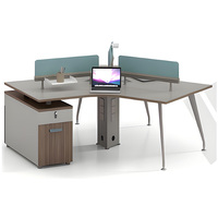 Poste de travail de bureau incurvé, bureaux informatiques modernes en bois, station de travail avec cloison pour employés, mobilier de table, vente en gros