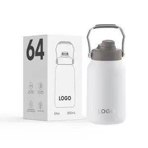 Half Gallon 1 Gallon Water Jug With Custom Logo Stainless Steel Water Bottle With Steel Handle