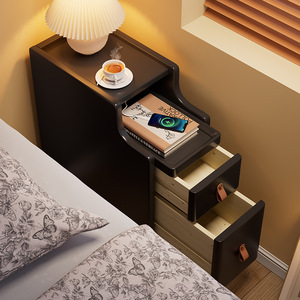 Solid Wood Nightstand 20Cm Ultra Narrow With Storage <b>Drawer</b> For Bedroom - Product Image 3