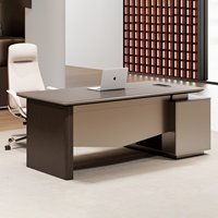 Escritorio Ejecutivo Ergonómico de Madera, Mesa para CEO con Bandeja para Teclado, Escritorio Moderno para Oficina de Jefe con Gabinete de Almacenamiento, Estación de Trabajo para Gerente