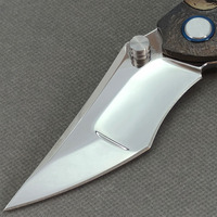 Maßgefertigtes DIY Taktisches Überlebens-Klappmesser 10Cr15CoMoV Spiegelpolierte Klinge 6AL4V Titan Gravierter Griff Keramikkugel