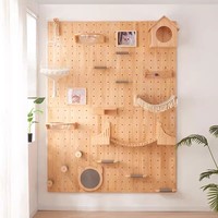 Arbre à chat Shui Mu en bois massif écologique, 5 niveaux, 40 cm, avec plateforme murale de saut, colonne à griffer DIY et capsule spatiale pour chat