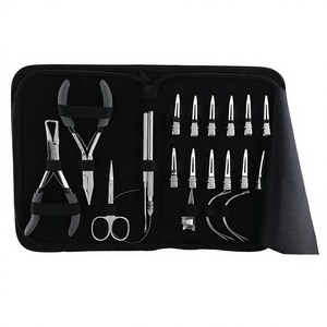 Kit de herramientas al por mayor para extensiones de cabello de acero: Alicates, pinzas, bucles de tracción, microenlaces, mini tijeras para cortar y trenzar. - Product Image 1