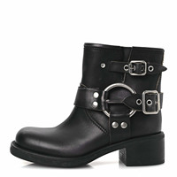 Bottes hautes de motard noires en cuir véritable de qualité supérieure pour femme, style harnais d'ingénieur, multi-boucles, pour moto