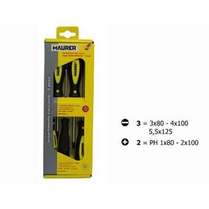 MAURER MAU89651 Set Cacciaviti Manuali Senza Fili 5 Pezzi in Acciaio Inox, Piatto, Phillips, Torx, Certificato VDE, Prodotto in Italia - Product Image 2