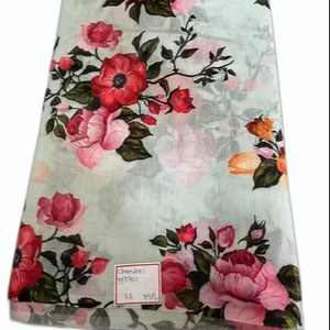 Tissu Chanderi imprimé numérique de haute qualité, 100 GSM, avec broderie, pour la couture et la confection de vêtements - Product Image 1