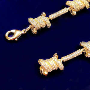 Elegante Pulsera de Moissanita con Cadena de Eslabones de Nudo de Caramelo Micro Pavimentada, Joyería Hip Hop Bling Ice Out para Raperos, para Mujeres y Hombres - Product Image 5