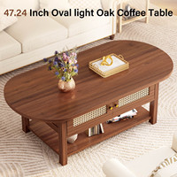 Ensemble de table et de chaises de café modernes personnalisées avec armoire de rangement, plateau de table ovale en bois, mobilier de restaurant commercial en gros