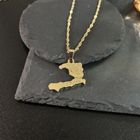 Nouveaux Designs Vente Chaude Haïti Pays Carte 18K Plaqué Or Femmes Hommes Carte Colliers