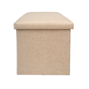 Taburete Otomano Plegable de Tela para Almacenamiento, Moderno Reposapiés para Sala de Estar, Caja de Almacenamiento de Yute y Madera de Bambú - Product Image 1