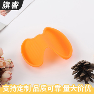 Orange Silicone Spoon Rests With Ribbed Texture For Kitchen Use - Product Image 4