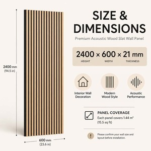 Wholesale Modern Wall <strong>Space</strong> Design Sound 3D Absorbing Wall Protection Polyester Felt Wood Grid Wall Panel for Wall <strong>Space</strong> <strong>Decor</strong> - Product Image 3