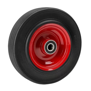 Rueda de Goma Sólida de <span class=keywords><strong>10</strong></span> <span class=keywords><strong>Pulgadas</strong></span> a Prueba de Pinchazos con Rodamiento de Bolas, Color Rojo, Tipo Plano, Dureza Suave - Product Image 4