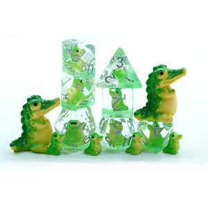 Jeu de dés RPG faits à la main de haute qualité conception de Crocodile à bord rond polyédrique alliage de Zinc en résine bon marché pour les jeux du MDN - Product Image 5