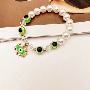 Turkish Blue Eye Elastic Imitation Pearl <b>Bracelet</b> Alloy Gold Plated Unisex Everyday Wear Charm <b>Bracelet</b> - Product Image 3