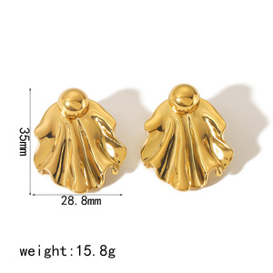 Stainless Steel <b>Stud</b> Earrings Fan Shape Gold <b>Silver</b> Color Fashion Jewelry For Women TE6590 - Product Image 4