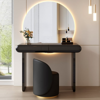 YIFAN Coiffeuse moderne durable avec miroir LED sur pied, meuble mural blanc brillant