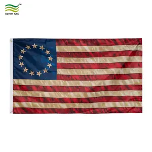 Betsy Ross Flag 13 3x5FT Manchado Chá Americano Stars EUA EUA Bandeira Bandeiras