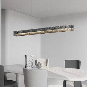 Italian Minimalist Dining Pendant <b>Light</b> Wooden Rectangle <b>LED</b> Single Head Modern Nordic Design - Product Image 2
