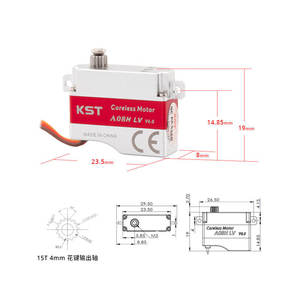 Servo KST A08H LV 4.2V HV sin núcleo, de aleación de aluminio, con engranajes de acero endurecido, 2.0 Kg.cm 0.09s/60D, reforzado para modelos de hormigón y planeadores. - Product Image 4