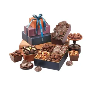 High-End Luxus starre Kraft papier box mit Fach/Einsatz & Deckel für Schokoladen fudge Keks Baklava Turkish Delight Lokum