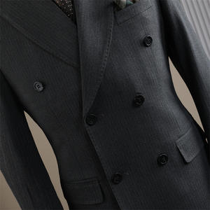 Costume formel d'affaires pour <span class=keywords><strong>homme</strong></span> à rayures, ensemble blazer et short pour marié, fermeture éclair et boutonnière, costume de mariage pour garçon d'honneur, costume de scène - Product Image 5