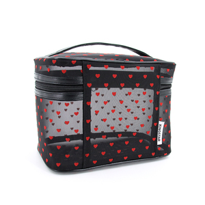 Organizer Cosmetico Estivo Durevole a Doppio Strato in Rete con Chiusura a Cerniera e Stampa a Cuore, Portatile e di Grande Capacità per Borsa da Viaggio - Product Image 2