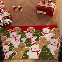 Karpet Sutra Bertema Natal dengan Motif Kartun, Keset Rumah Tangga untuk Pintu Masuk, Dekorasi Suasana Meriah, Dapat Dicuci, Tahan Aus.