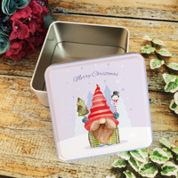 Scatola di latta di natale Logo personalizzato UV stampato in metallo scatola quadrata o rotonda per biscotti Baklava o confezione regalo