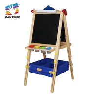 Chevalet en bois Magicolor pour enfants avec rangement - Tableau à dessin double face pour activités d'apprentissage artistique, peinture écologique, 1-3 ans W12B225