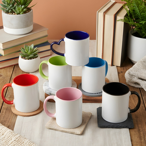 Mug à sublimation tendance de 11 oz avec poignée en forme de cœur colorée, couleur intérieure personnalisable, <span class=keywords><strong>tasse</strong></span> en céramique de haute qualité pour cadeau avec logo - Product Image 2