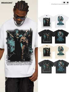 Mùa Hè Drake <span class=keywords><strong>J.</strong></span> Cole Mỹ Retro Cho Nam Giới Ngắn Tay 100% Cotton 300 Gram Nặng Nhiệt Chuyển In Ấn Nam T-Shirt - Product Image 6