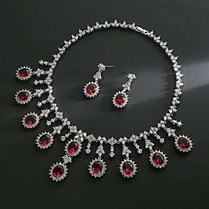 เพทายลูกบาศก์คลาสสิกสร้อยคอสี่สีหยดน้ำตาขนาดใหญ่สำหรับผู้หญิงทันสมัยสร้อยคอพลอยเทียมคอ N-1132เครื่องประดับ - Product Image 2