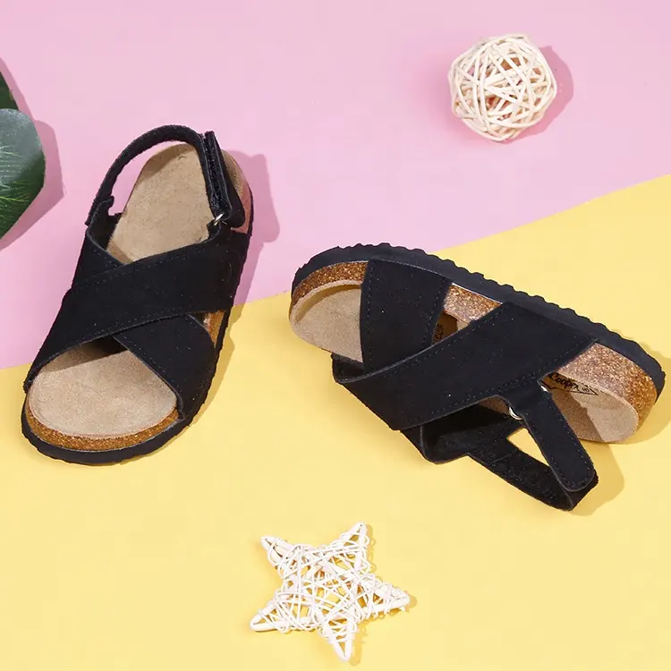 Original factory new cheap latest imitation suede cork casual shoes fashionable kids flat baby sandals boys girls sandal