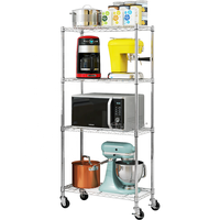 WELLAND Étagère de rangement modulaire en métal à 4 niveaux réglable pour salon et cuisine avec roulettes
