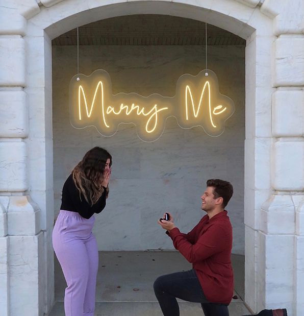 New Neon Led Light Marry Me Letter Neon Sign with Dimmer Neon Lights Atmosphere Light for Wedding Wall Decor