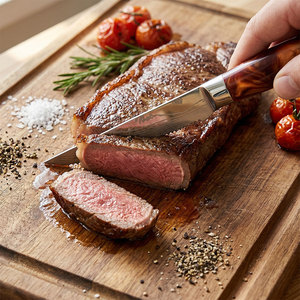 TOALLWIN Ensemble de 6 couteaux à steak, motif <span class=keywords><strong>Damas</strong></span> laser, lame en acier inoxydable dentelée et tranchante, manche en résine, couverts de cuisine pour barbecue - Product Image 2