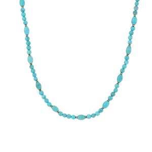 S925คลาสสิก & จี้ทรงถัง unisex ชุบทอง18K พร้อมสร้อยคอลูกปัดสีเทอร์ควอยซ์ธรรมชาติสำหรับงานปาร์ตี้ - Product Image 3