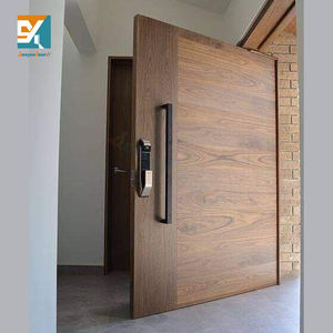 ประตูบ้านทันสมัย Seeyesdoor ประตูเหล็กอลูมิเนียมแบบหมุน ประตูหน้าบ้านคู่ ดีไซน์หรูหรา ประตูทางเข้าไม้วอลนัทแท้ - Product Image 2