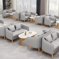 Moderner Ovaler Gesinterter Stein Gepolsterte Leder-Sitzgruppe für Gewerbe, Hotel, Café und Restaurant Tisch und Sitzbank Möbel Sofa