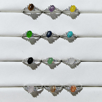 Bague en pierres précieuses naturelles (aigue-marine, améthyste, quartz rose, œil de tigre) et diamants, bijoux de mode pour femmes.
