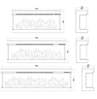 Chauffage de cheminée électrique intégré WIFI Smart Media Cheminée électrique à 3 côtés Cheminées électriques murales à insert
