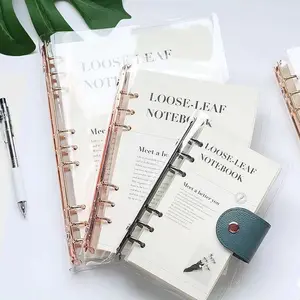 A6 A5 B5 Plastic Clear PVC Budget Binder Transparent Refillable Loose Leaf Ring Binder Notebook With Leather Snap