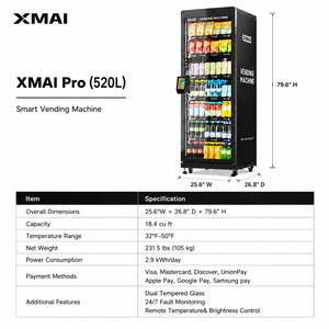 Máquina Expendedora Inteligente XMAI 520L con IA, Envío Rápido desde EE. UU. en 3 Días, Refrigerador para Bebidas y Snacks, Monitoreo Remoto, Pago con <span class=keywords><strong>Tarjeta</strong></span> - Product Image 2