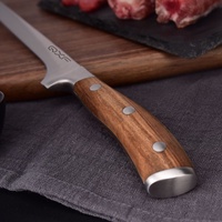 Couteau à désosser QXF 7 pouces en acier inoxydable avec manche en bois pour découper les os, le poisson et le poulet