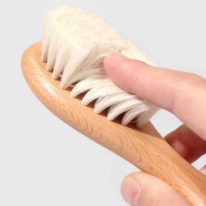 부드러운 신생아 헤어 브러시 키트 부드러운 양모 샴푸 수세미 및 패들 브러시 엉킴 및 진정 두피 마사지 - Product Image 4