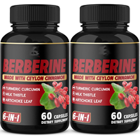 Capsules de chlorhydrate de berbérine OEM, soutien immunitaire à base de plantes, complément de berbérine HCl en capsules, 60 unités pour adultes